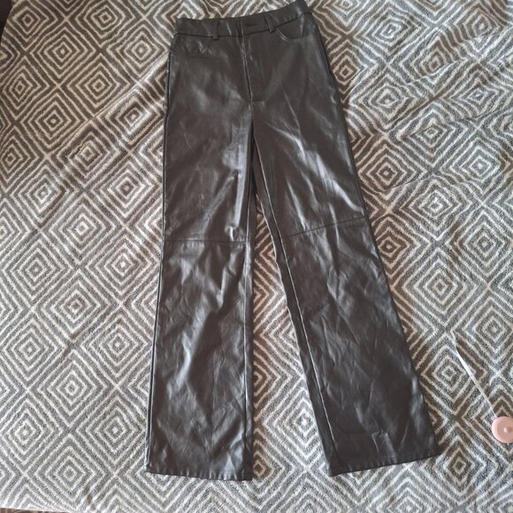 SHEIN Women's Black Faux Leather Pants Straight Leg Sz 2 (XS) - Picture 10 of 11
